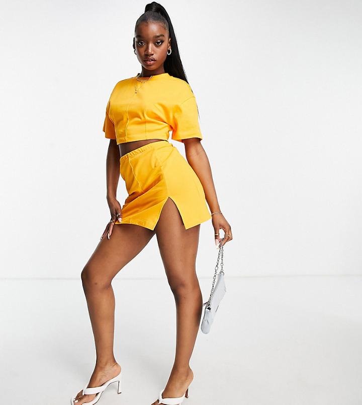 Asyou Seam Detail Split Jersey Mini Skirt In Orange - Part Of A Set