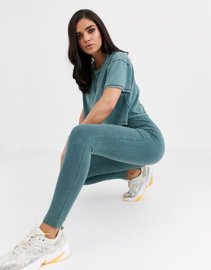 Asos Design Two-piece Legging In Acid Wash-blue