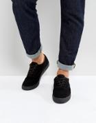 Asos Lace Up Sneakers In Black With Borg Linings - Black