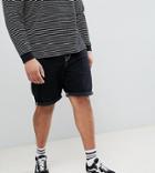 Asos Design Plus Denim Shorts In Slim Black - Black