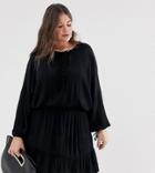 Asos Design Curve Mini Dress With Elasticated Waist In Crinkle - Black