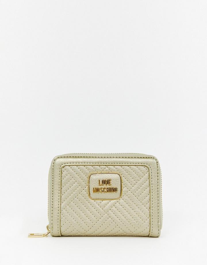 Love Moschino Mini Zip Around Purse - Gold