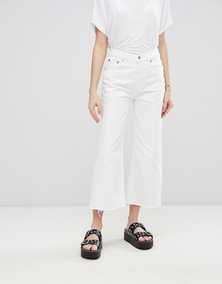 Cheap Monday Mid Rise Relaxed Fit Cut Off Jean - White