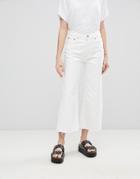 Cheap Monday Mid Rise Relaxed Fit Cut Off Jean - White