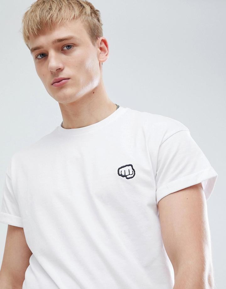 New Look T-shirt With Fist Pump Embroidery In White - White