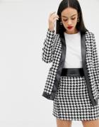 Unique21 Houndstooth Blazer With Pu Trim - Multi