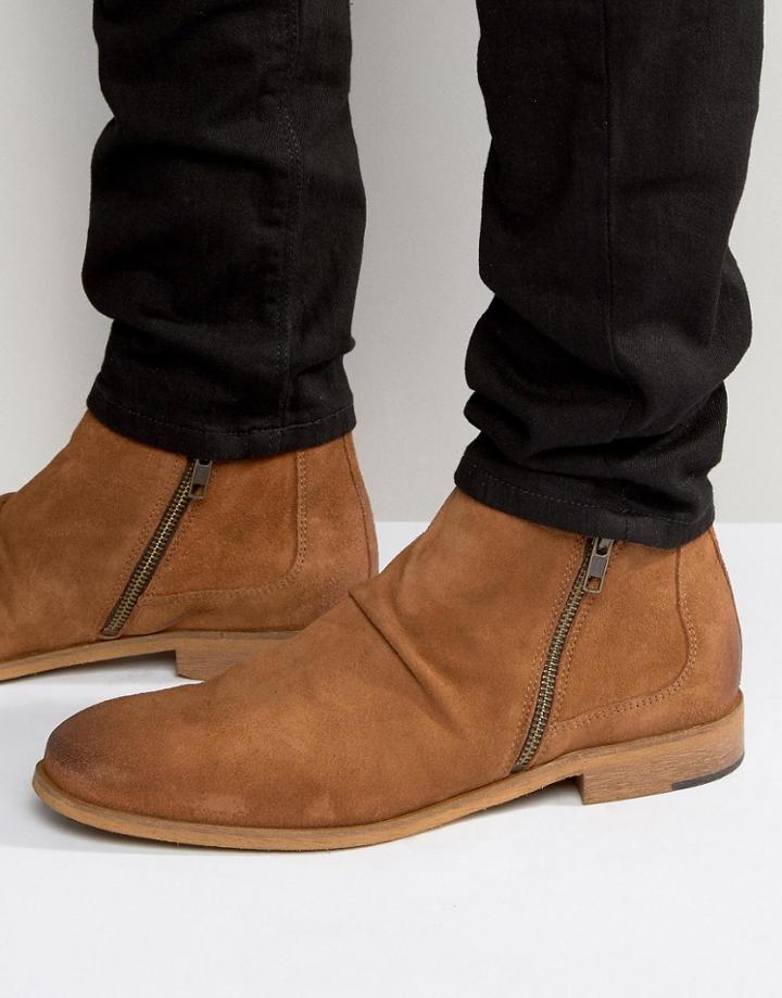 Dune Casper Suede Zip Boots - Tan