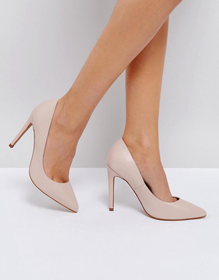 Asos Palma Leather Pointed High Heels - Beige