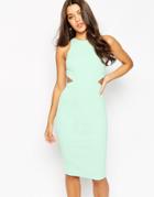 Asos Cut Out Back Body-conscious Midi Dress - Mint