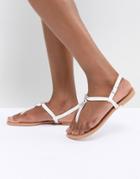 New Look Leather Look Toe Flat Sandal - White