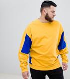 Asos Design Plus Oversized Sweatshirt With Color Blocking - Yellow