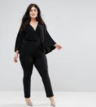 Club L Plus Cape Jumpsuit - Black