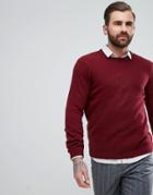 Asos Lambswool Sweater In Burgundy - Red
