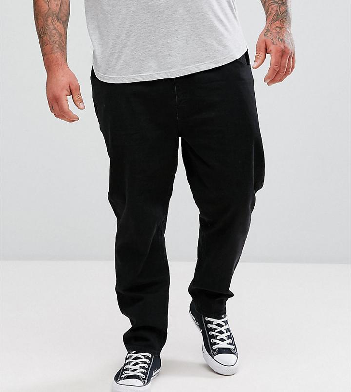 Asos Plus Tapered Jeans In Black - Black