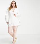 Saint Genies Plus Pearl Trim Tailored Shorts In White - Part Of A Set
