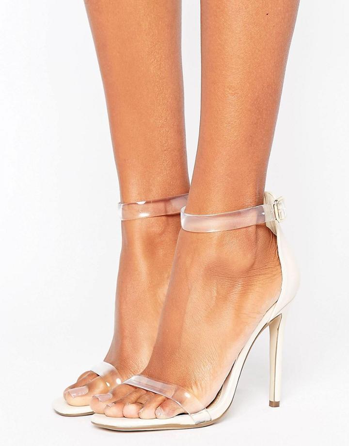 Missguided Clear Strap Barely There Heeled Sandal - Pink