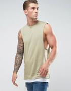 Asos Longline Tank With Dropped Armhole And Hem Extender - Green