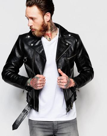 Nudie Jeans Ziggy Leather Biker Jacket - Black