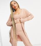Asyou Lounge Longline Cardigan In Mocha - Part Of A Set-brown