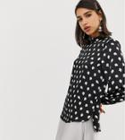 River Island Blouse With High Neck In Polka Dot - Multi