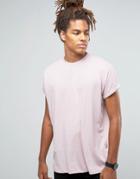 Asos Super Oversized T-shirt With Roll Sleeve In Pink - Pink
