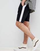 Asos Slim Chino Shorts In Black With White Side Stripe - Black