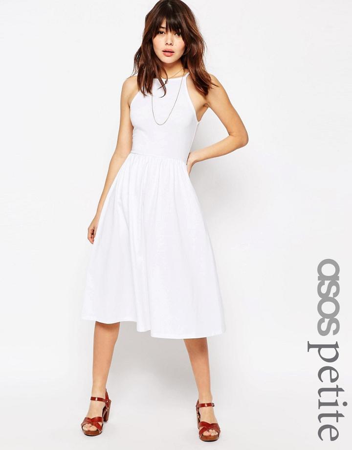 Asos Petite 90's High Neck Midi Dress - Black