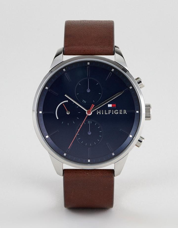 Tommy Hilfiger 1791487 Chronograph Leather Watch In Brown 44mm - Brown