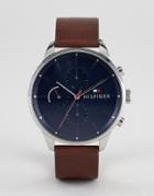 Tommy Hilfiger 1791487 Chronograph Leather Watch In Brown 44mm - Brown