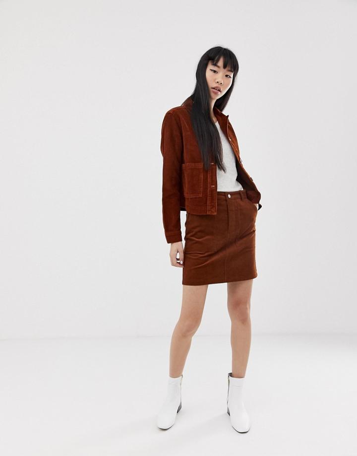 New Look Skirt With Button Front In Cord - Tan