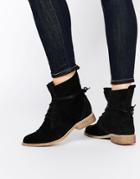 Vero Moda Suede Desert Boot With Tie Up - Black