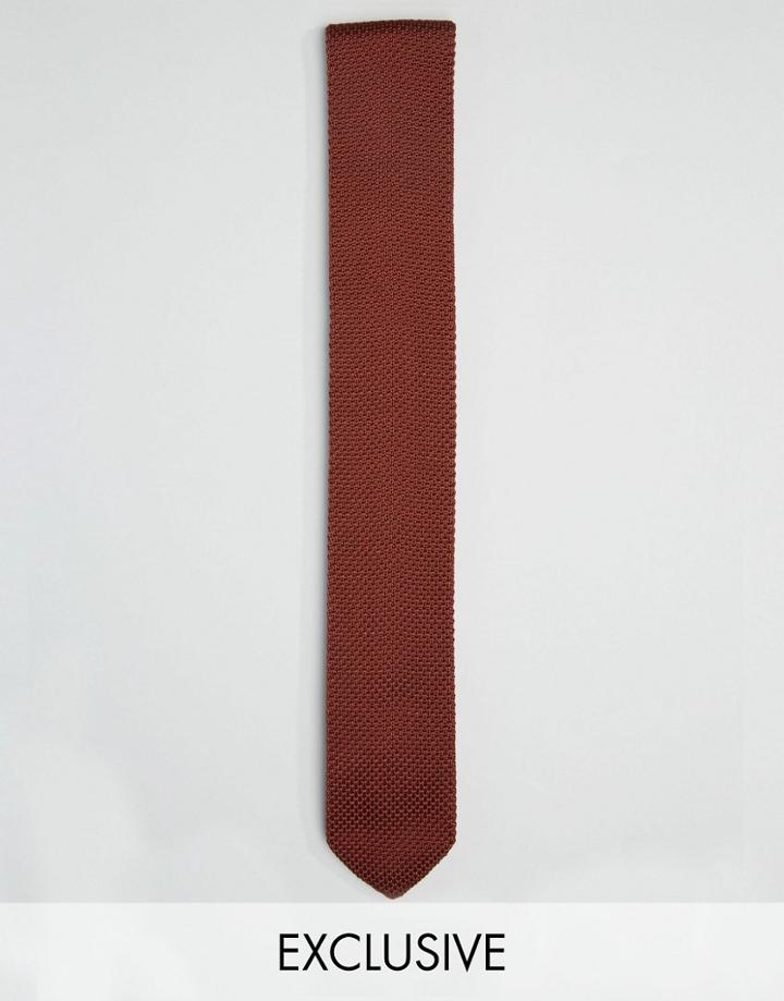 Heart & Dagger Knitted Regular Blade Tie - Brown