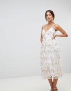 Asos Edition 3d Floral Cami Prom Midi Dress - Multi