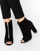New Look Zip Detail Heeled Ankle Boot - Black