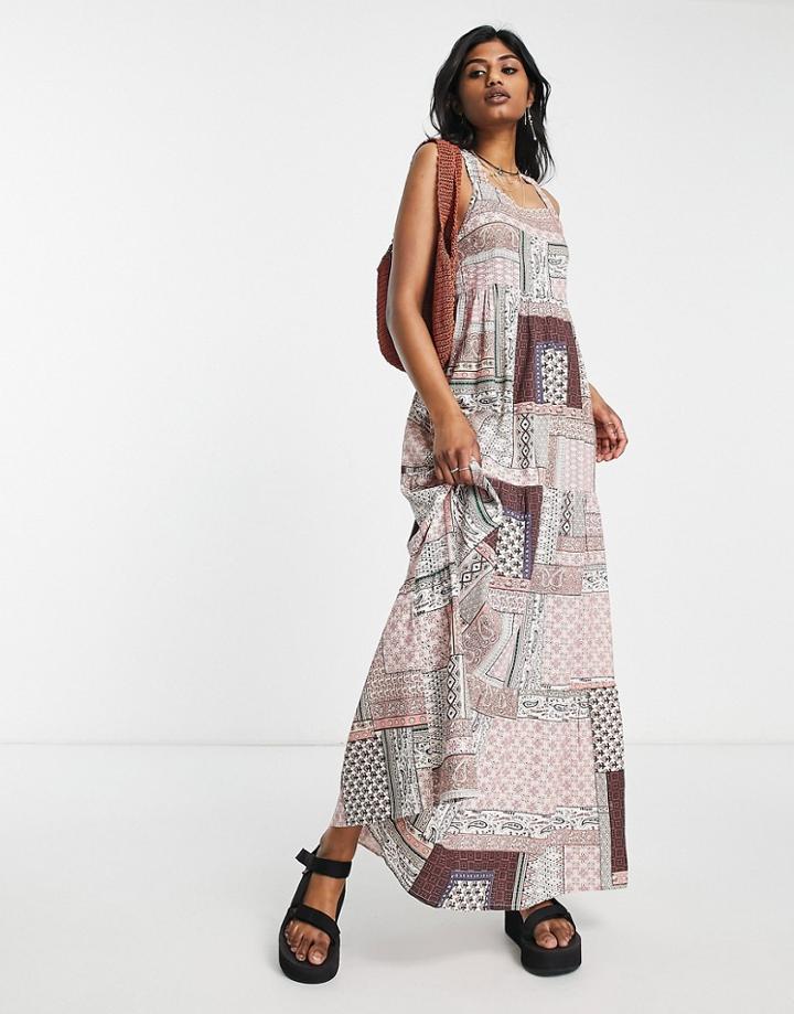 Violet Romance Strappy Back Midaxi Dress In Mixed Tile Print-multi
