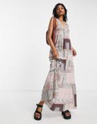 Violet Romance Strappy Back Midaxi Dress In Mixed Tile Print-multi