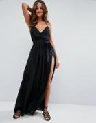 Asos Woven Wrap Maxi Beach Dress - Black
