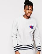 Champion Sweatshirt With Logo And Ribbed Hem - Gray