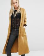 Pull & Bear Coatigan Duster Coat - Gold