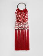 Asos Scattered Pearl Ring Handle Grab Bag - Red
