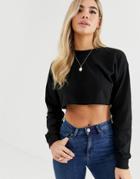 Asos Design Long Sleeve Crop Top With Rib Cuff In Black