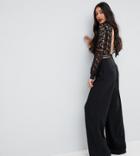 Asos Tall Premium Open Back Lace Jumpsuit - Black