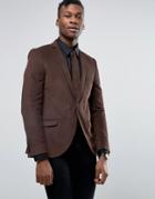 Heart & Dagger Skinny Blazer In Cord - Brown