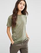 Asos Linen Mix T-shirt - Green
