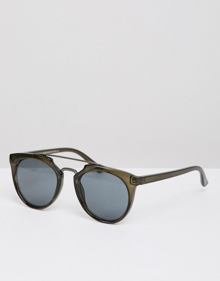 Stradivarius Aviator Sunglasses In Green - Green