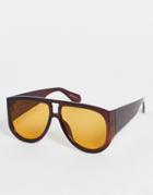 My Accessories London Oversized Aviator Sunglasses In Tortoiseshell-brown