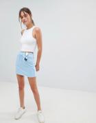 Boohoo Drawstring Mini Skirt - Blue