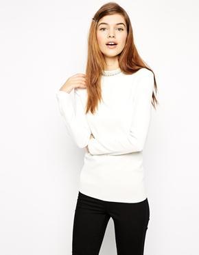 Asos Sweater With High Neck And Embellishment - White