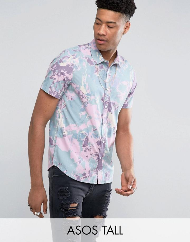 Asos Tall Regular Fit Splatter Print Shirt - Pink