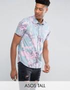 Asos Tall Regular Fit Splatter Print Shirt - Pink